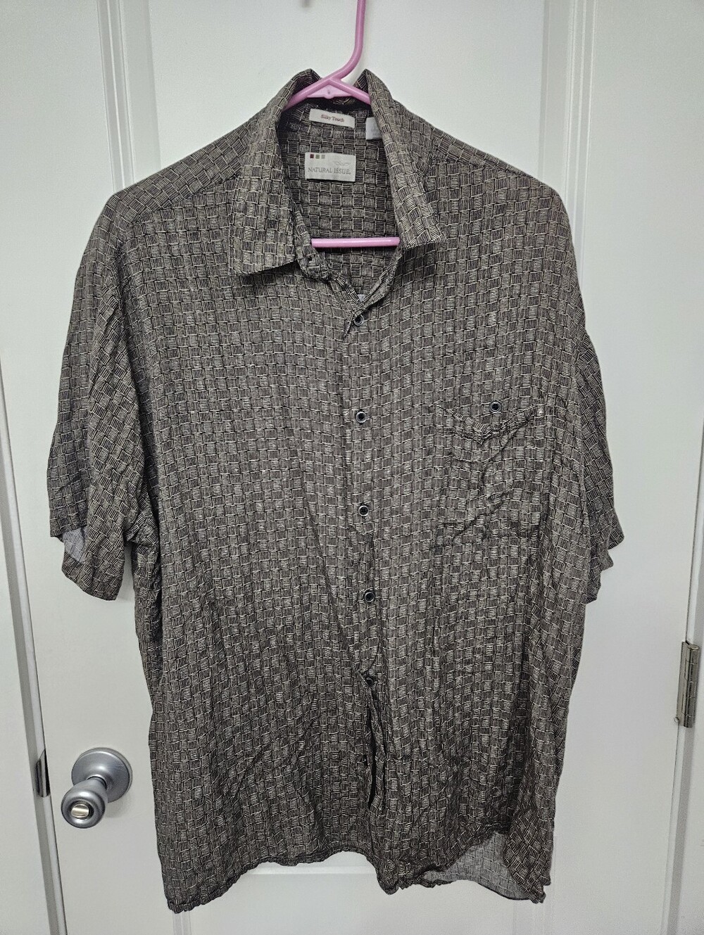 Natural Issue Men’s Patterned Short-Sleeve Button-Up Shirt XL